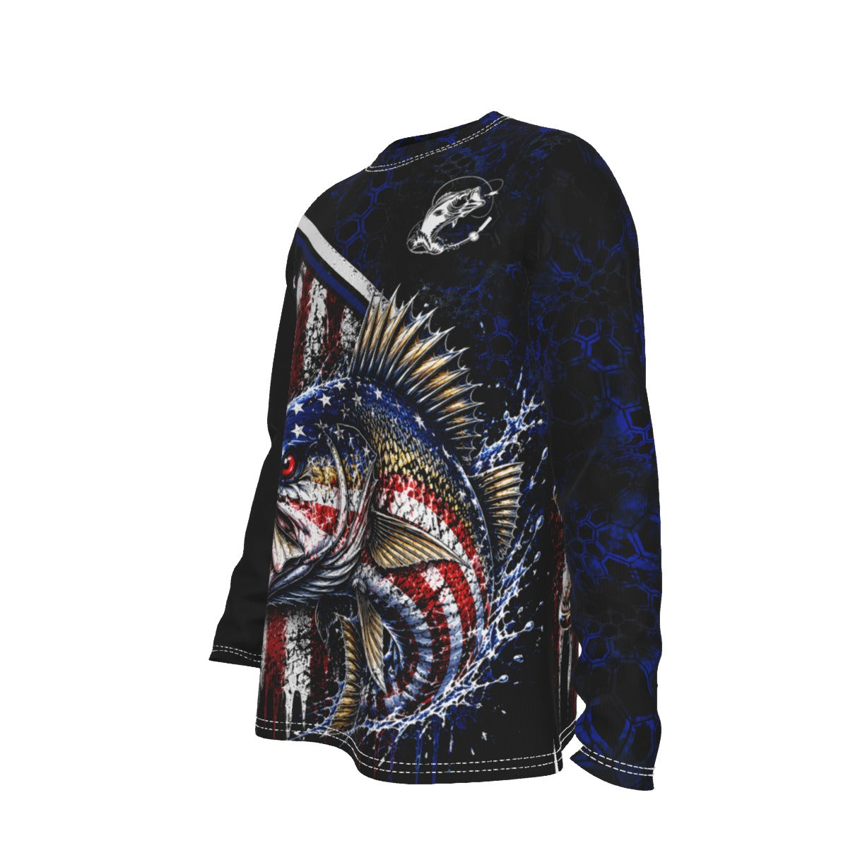 Patriotic Walleye Fishing Long Sleeve Shirt – All-Over Print