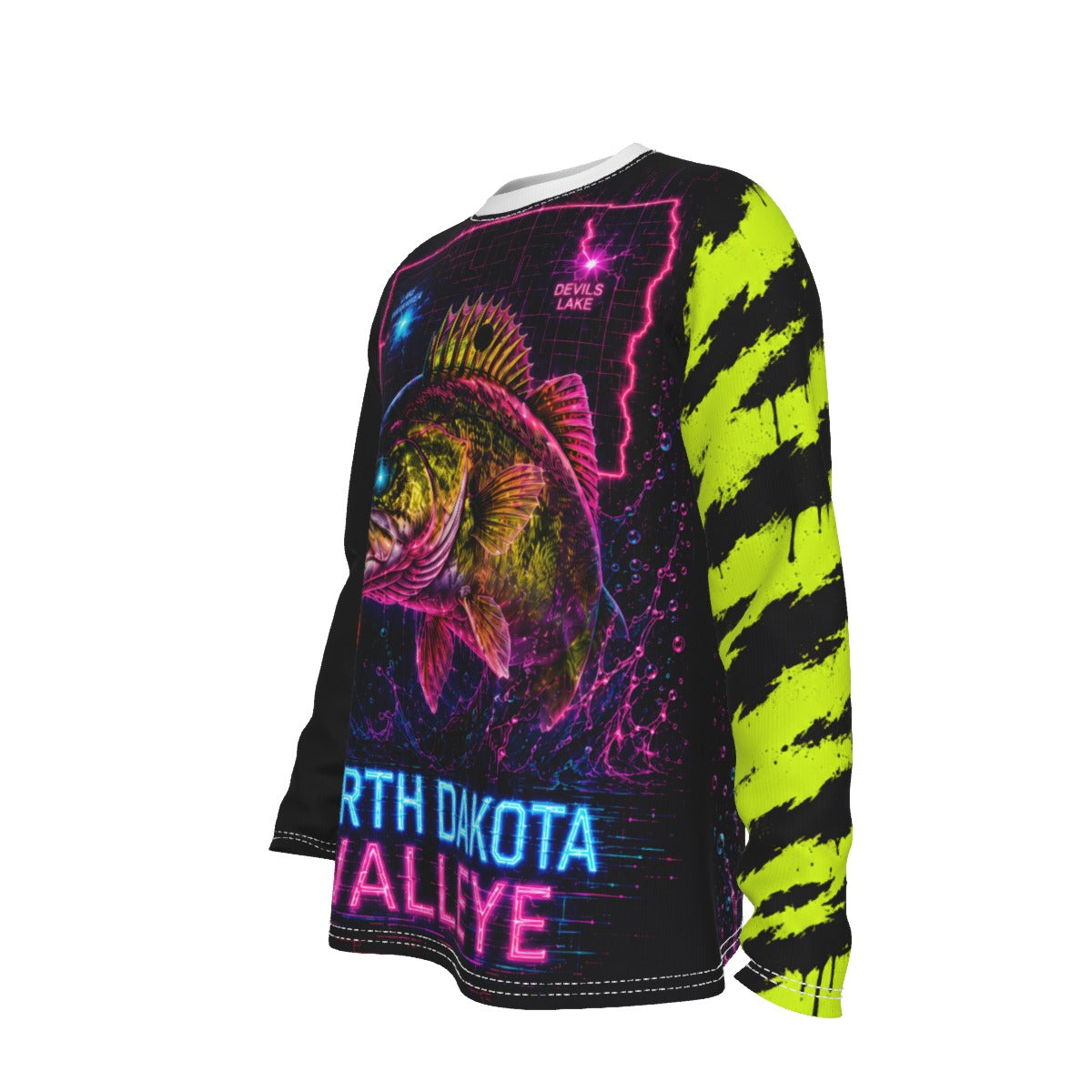Personalized North Dakota Walleye Fishing Long Sleeve Shirt
