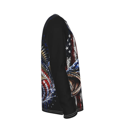 Patriotic Walleye Fishing Long Sleeve Shirt – All-Over Print