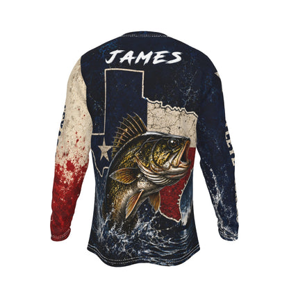 Personalized Texas Walleye Fishing Long Sleeve Shirt - AOP Tee