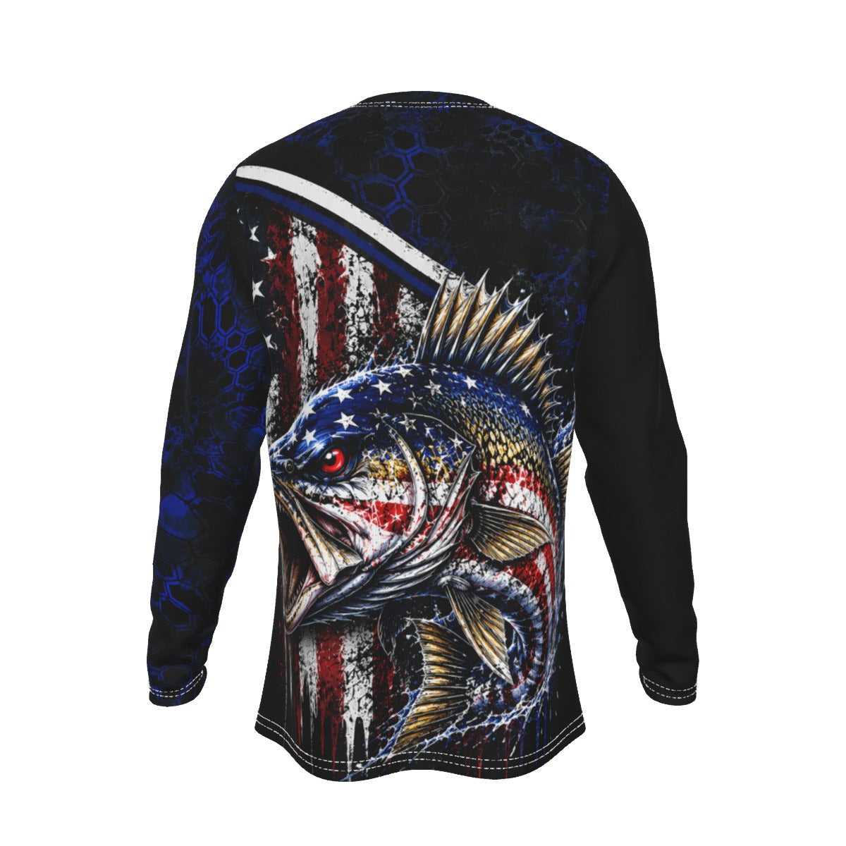 Patriotic Walleye Fishing Long Sleeve Shirt – All-Over Print