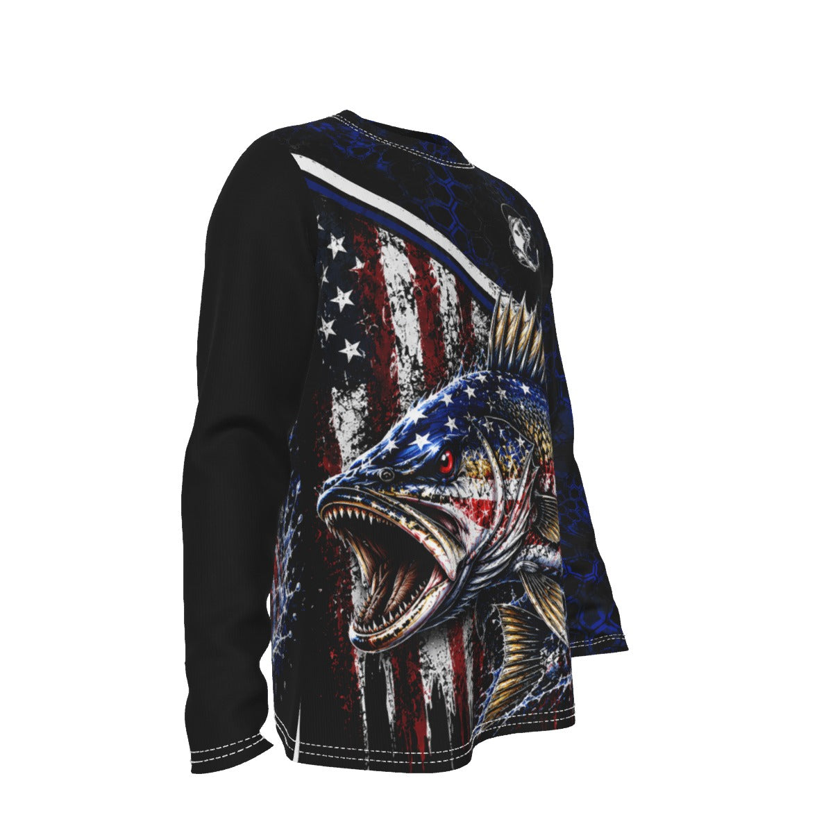 Patriotic Walleye Fishing Long Sleeve Shirt – All-Over Print