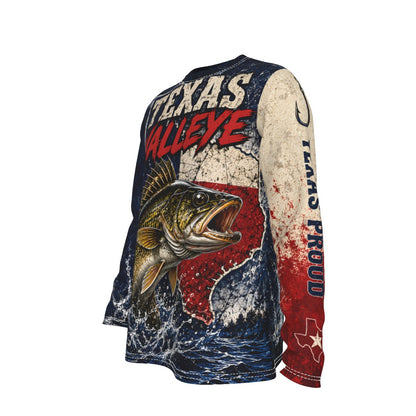 Personalized Texas Walleye Fishing Long Sleeve Shirt - AOP Tee