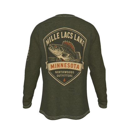 Mille Lacs Lake Minnesota Walleye Long Sleeve Fishing Shirt