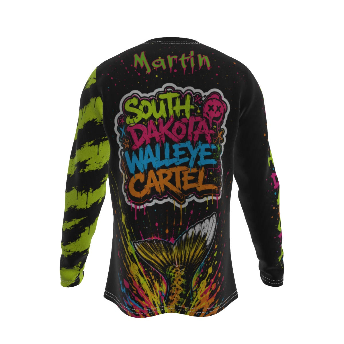 Personalized South Dakota Walleye Fishing Long Sleeve Shirt