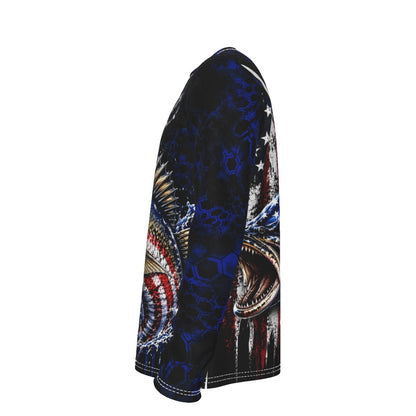 Patriotic Walleye Fishing Long Sleeve Shirt – All-Over Print