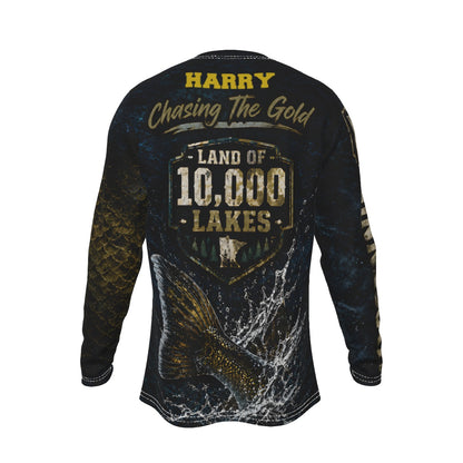Personalized Minnesota Walleye Fishing Long Sleeve Shirt