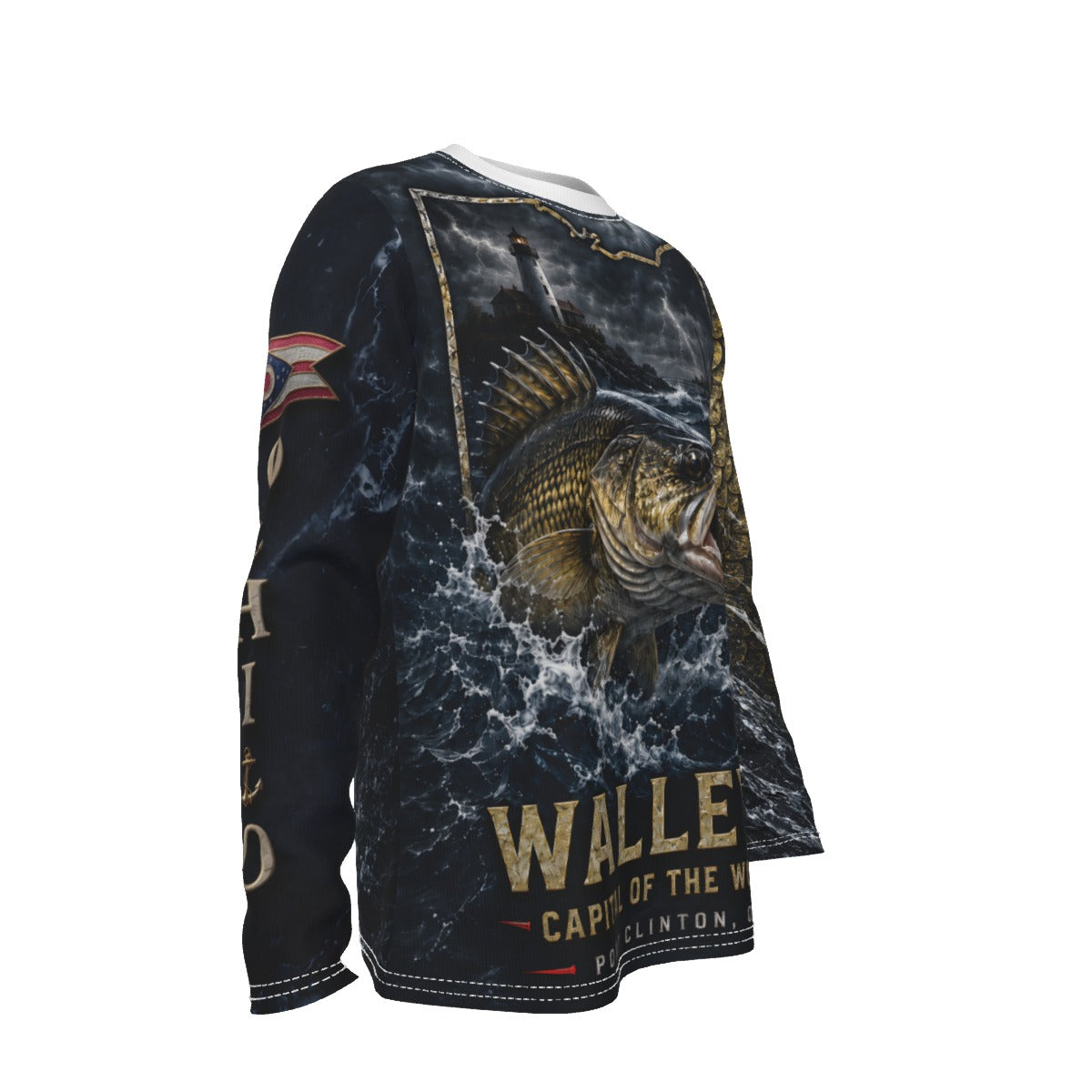 Personalized Ohio Lake Erie Walleye Fishing Long Sleeve Shirt