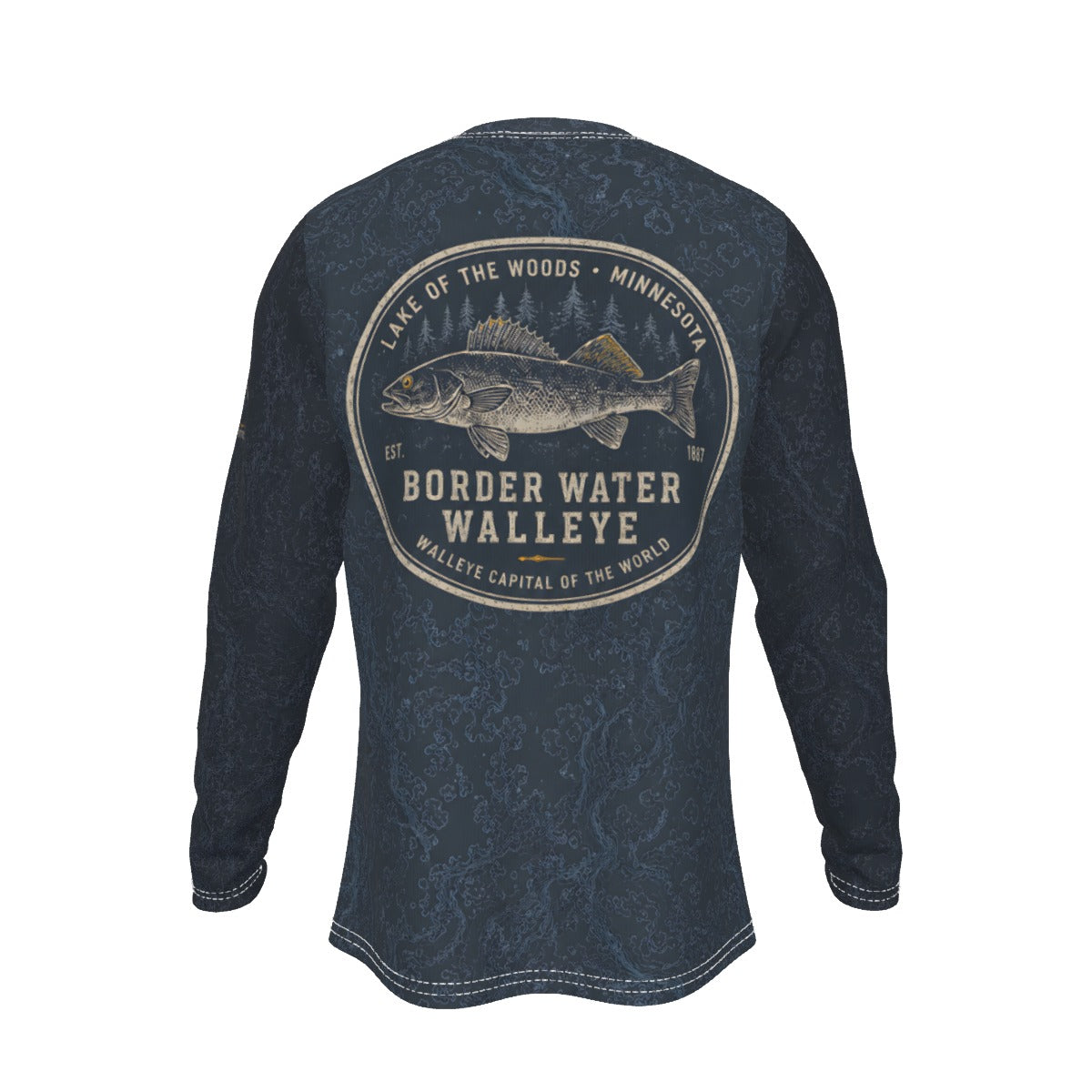 Lake of the Woods Minnesota Border Water Walleye Long Sleeve Fishing Shirt