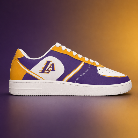 Personalized Purple & Gold Hoops Air Force Style Sneakers