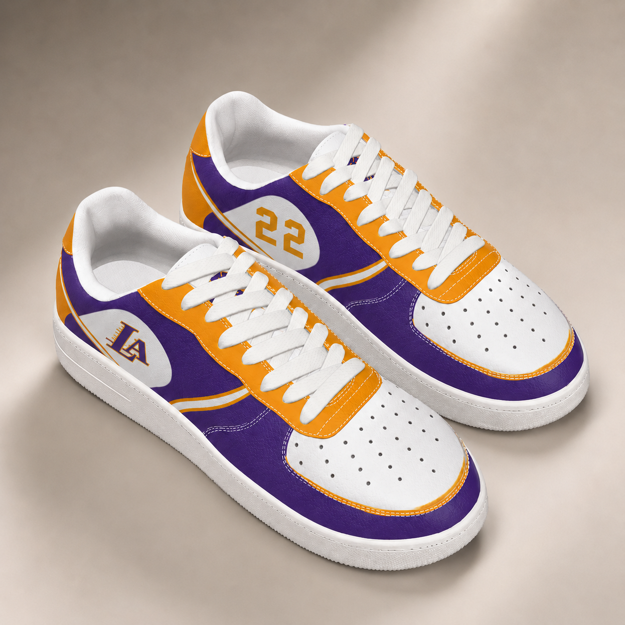 Personalized Purple & Gold Hoops Air Force Style Sneakers