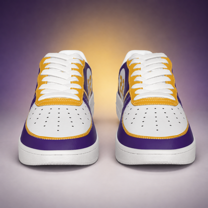 Personalized Purple & Gold Hoops Air Force Style Sneakers