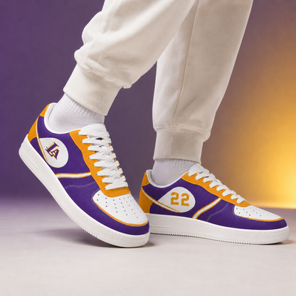 Personalized Purple & Gold Hoops Air Force Style Sneakers