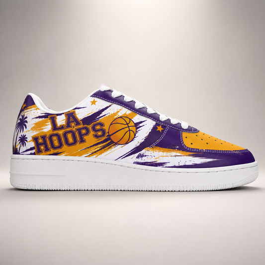 Purple & Gold Hoops Fan Air Force-Style Sneakers