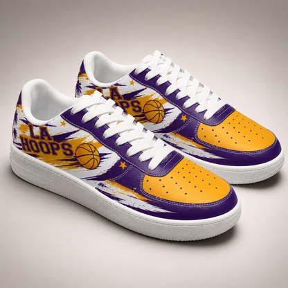 Purple & Gold Hoops Fan Air Force-Style Sneakers