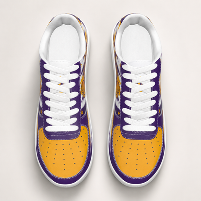 Purple & Gold Hoops Fan Air Force-Style Sneakers