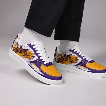 Purple & Gold Hoops Fan Air Force-Style Sneakers