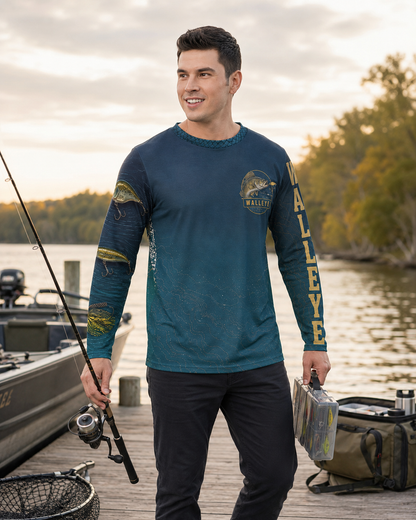 Men’s Walleye Fishing Long Sleeve Shirt – Great Lakes Angler