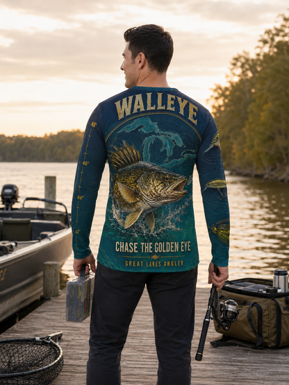 Men’s Walleye Fishing Long Sleeve Shirt – Great Lakes Angler